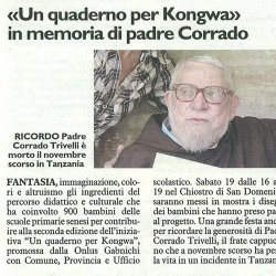 Un quaderno per Kongwa in memoria di Padre Corrado